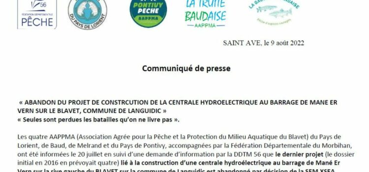Abandon du projet de centrales hydroélectrique a Man Er Ven le 20 juillet 2022